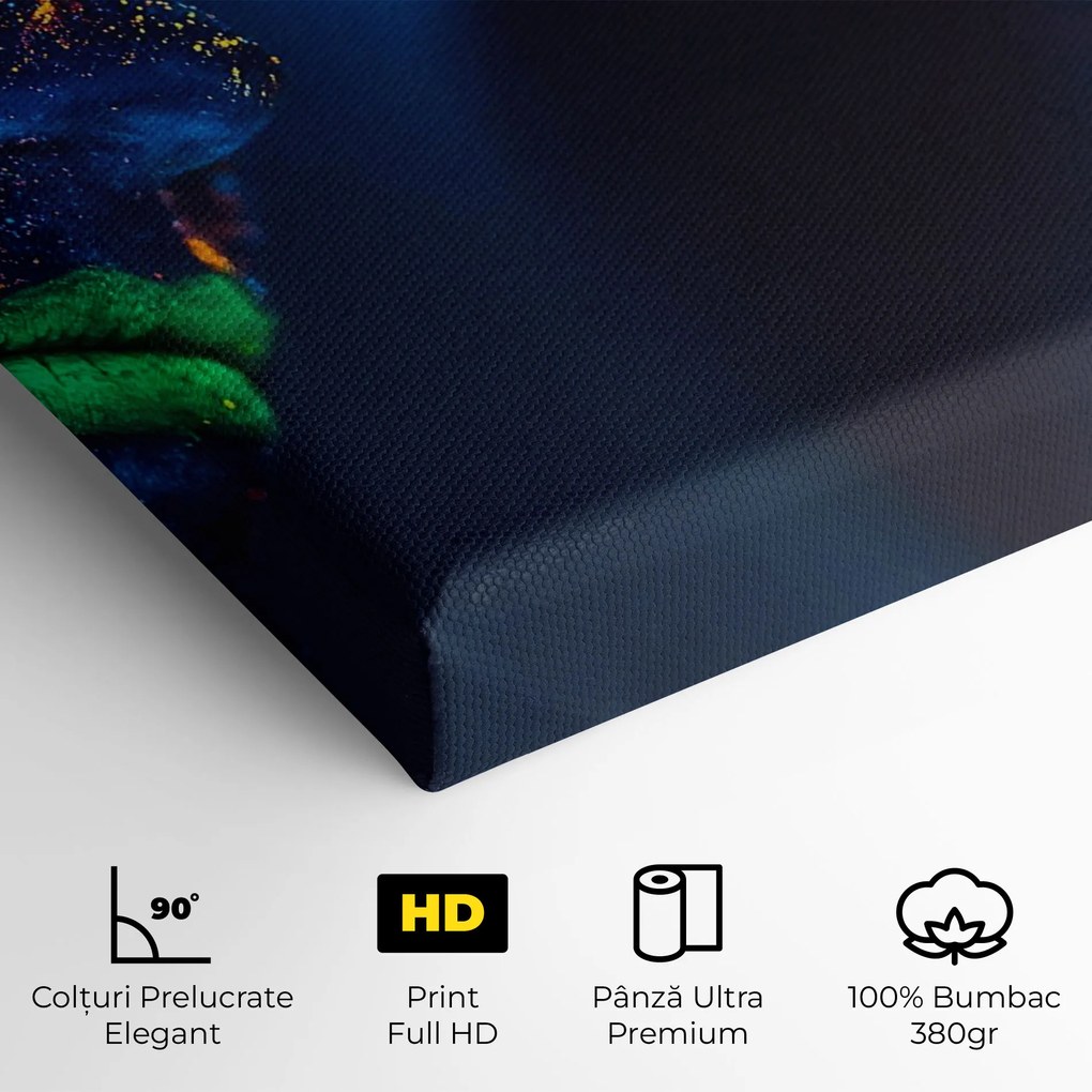 Tablou Canvas, 100x200cm, Dormitor si Living, Abstracte, Culori vibrante, Fluorescent Green Lips