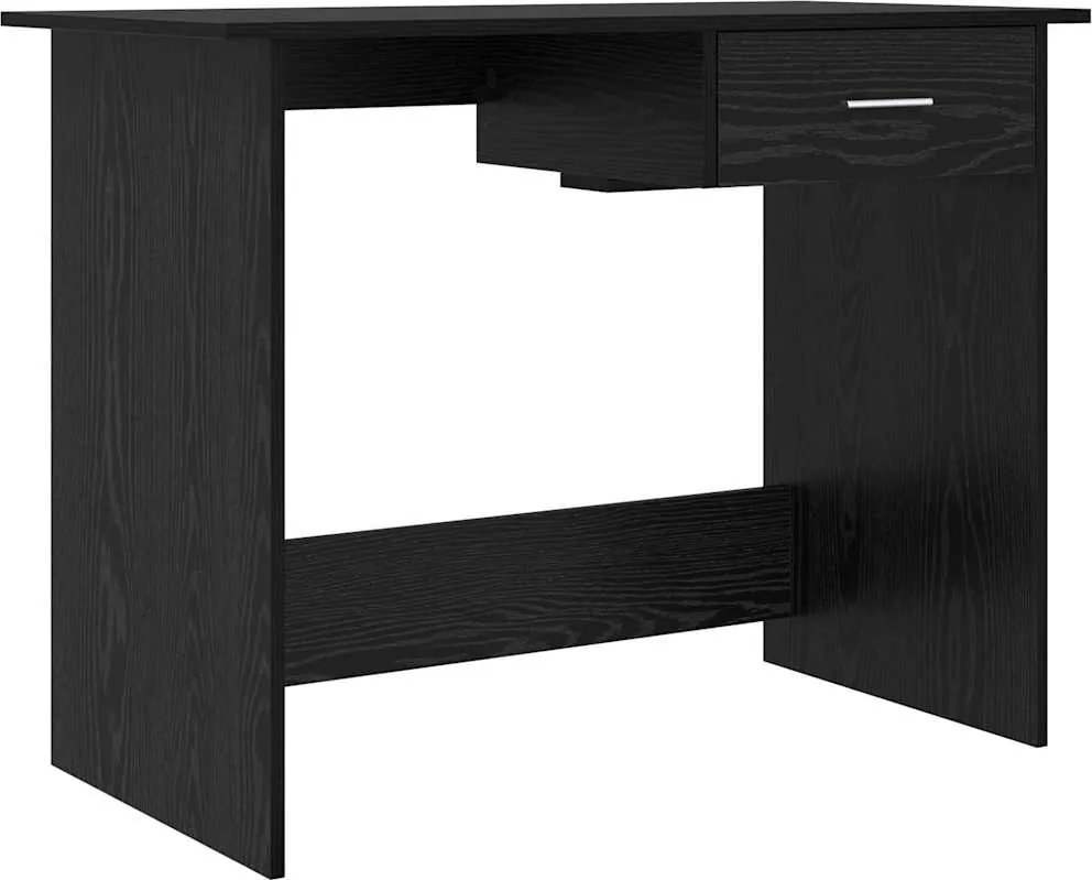 vidaXL Birou cu sertar Stejar Negru 100 x 50 x 76 cm Lemn compozit