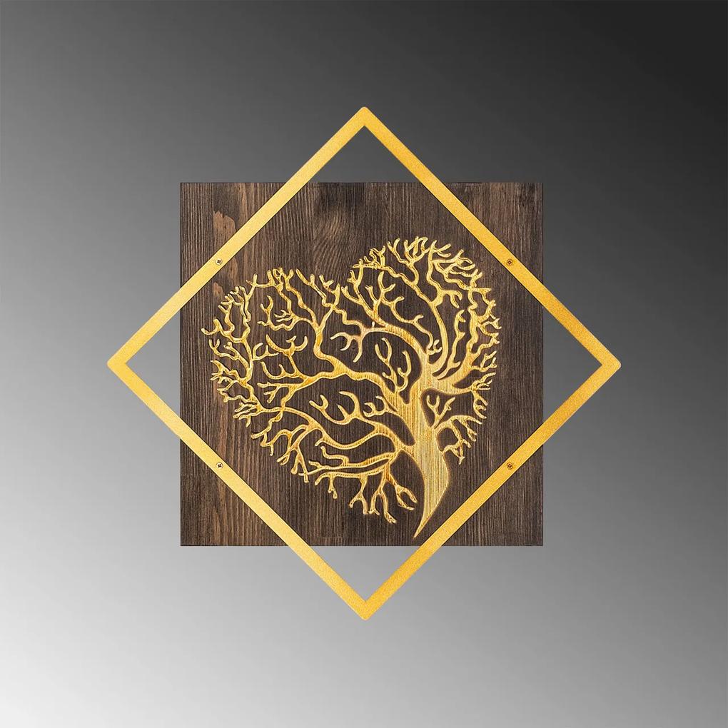 Accesoriu decorativ de perete din lemn Tree v3 auriu