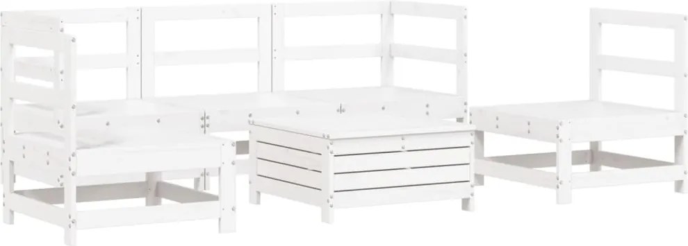 vidaXL Set canapea de grădină, 6 piese, alb, lemn masiv pin