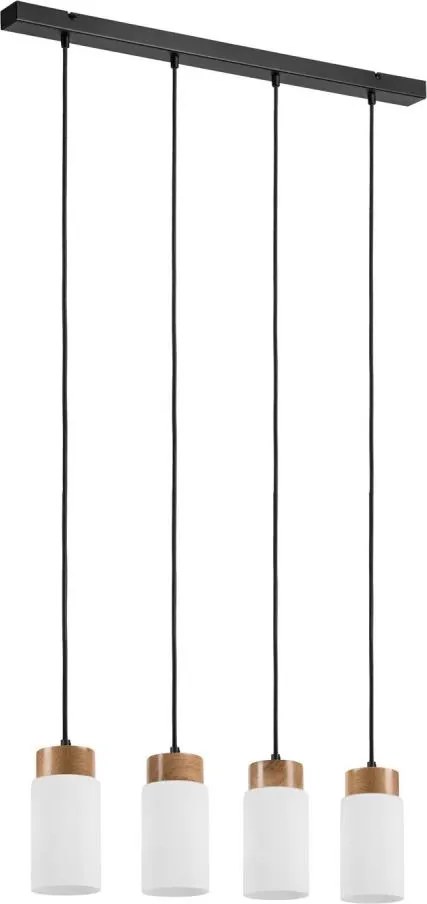 Lustră suspendată pe cablu MARKUS, 4 x E27, 15W, 230V, negru/stejar