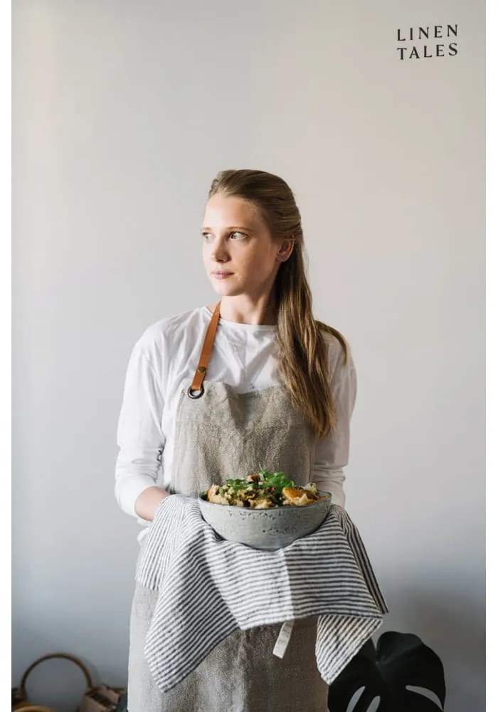 Prosop de vase din in 45x65 cm Thin Black Stripes – Linen Tales