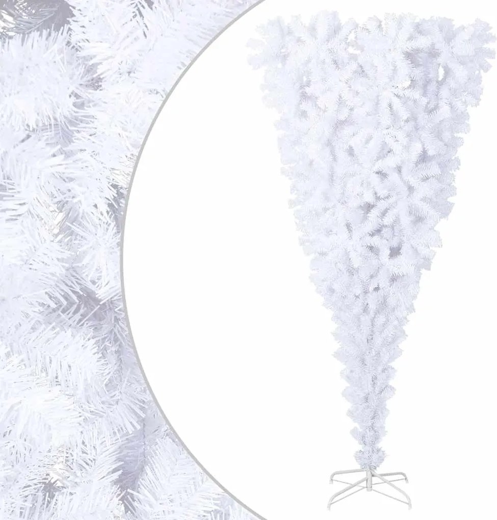 vidaXL Brad de Crăciun artificial inversat, cu suport, alb, 240 cm