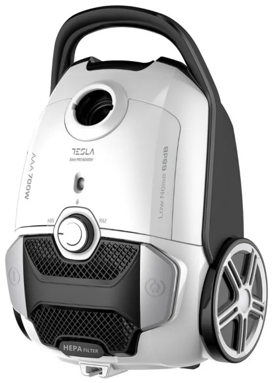 Aspirator cu sac Tesla BG400W Silent Pro, 800W, 3 L, Filtru HEPA antibacterian lavabil, 68 dB, Gri