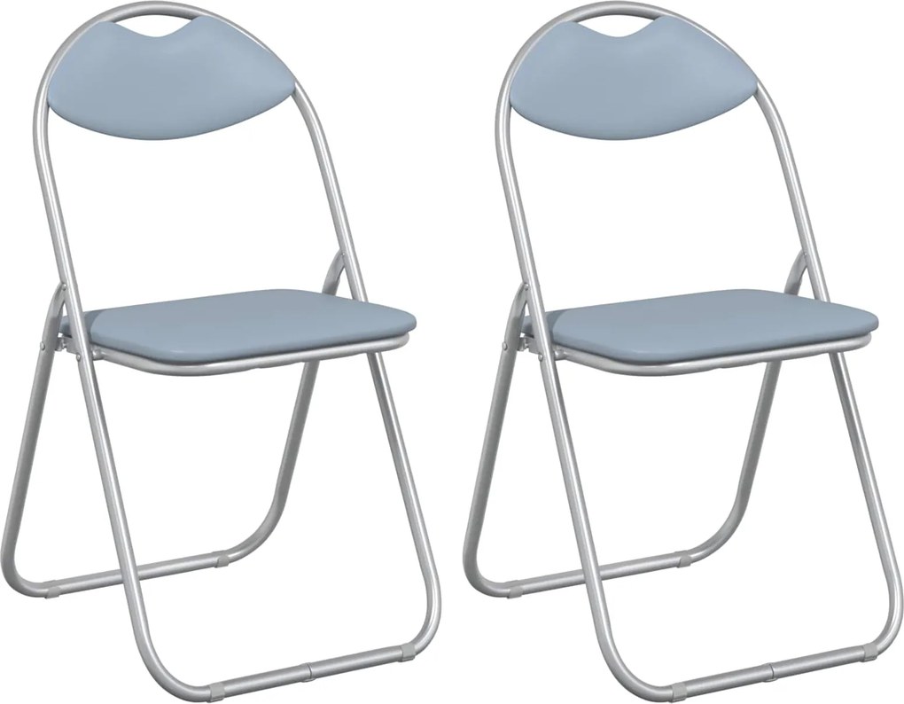 vidaXL Scaun pliant 2 pcs Gri 48 x 43,5 x 81 cm Piele artificială