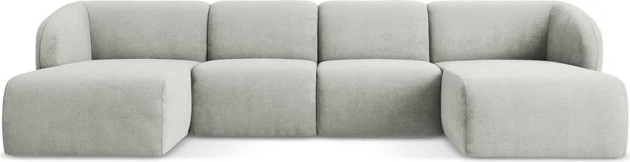 Colțar gri deschis cu tapițerie din chenille (în formă de "U") Lani – Makamii