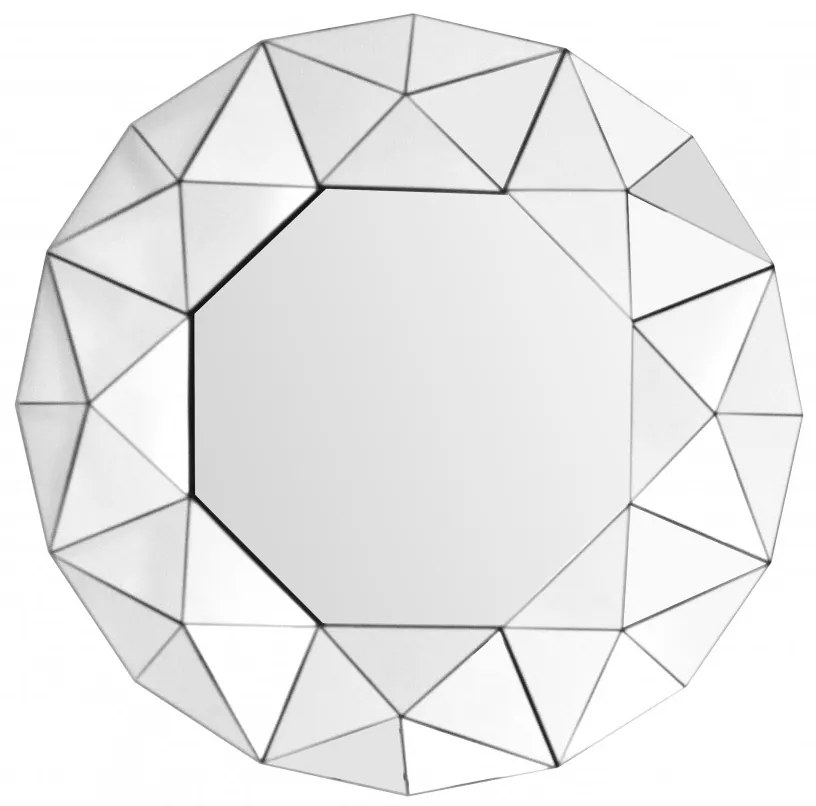 Oglinda rotunda cu rama din MDF argintie Vulcanus, 4,4cm (L / D) x 70cm (l) x 70cm (H)