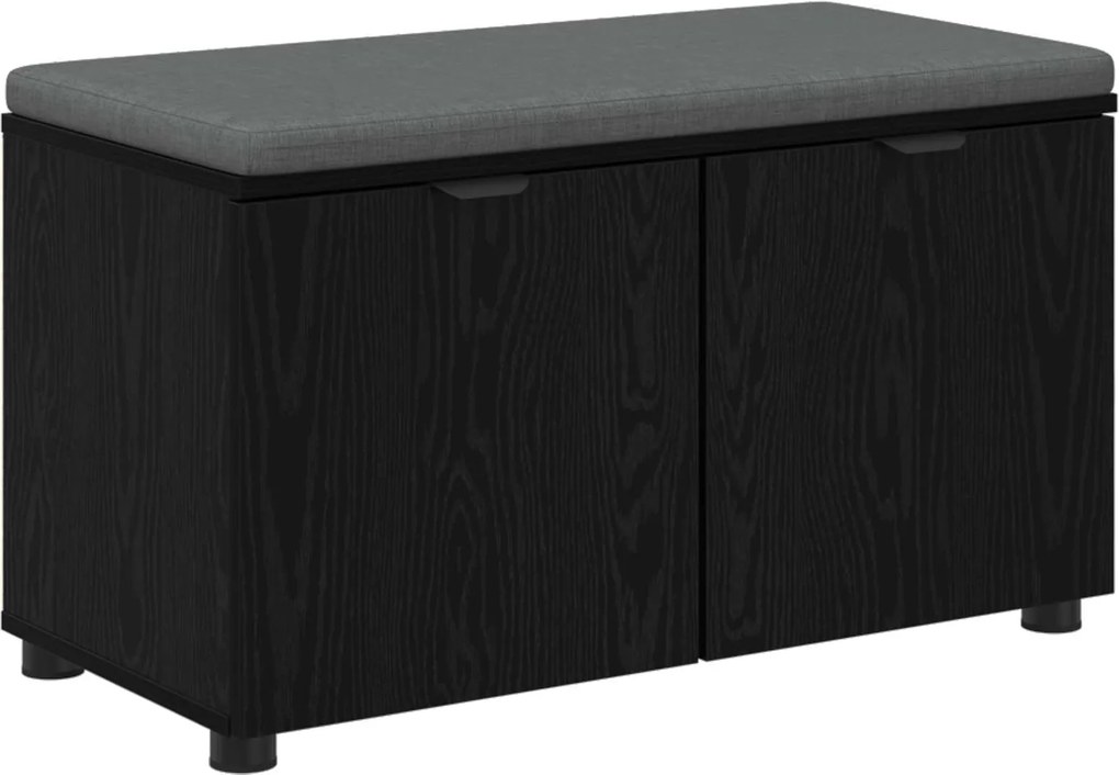 vidaXL Bancă pentru hol cu pernă cu raft Stejar Negru 80 x 38 x 46 cm