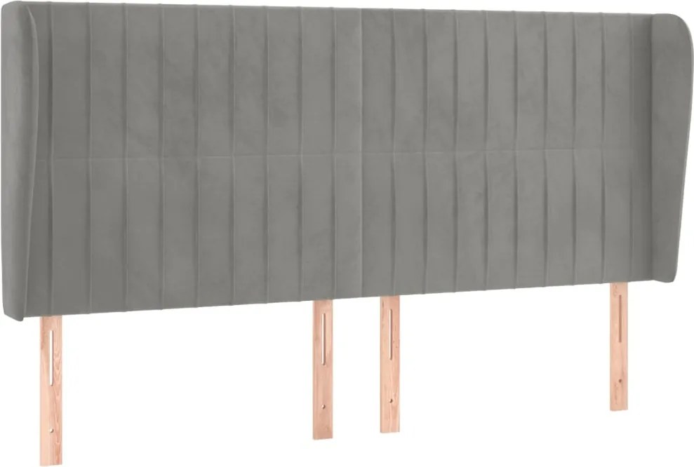 vidaXL Tăblie de pat cu aripioare gri deschis 183x23x118/128cm catifea