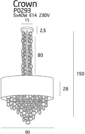 Lustra aurie/neagra din metal si sticla cu 5 becuri Crown Maxlight