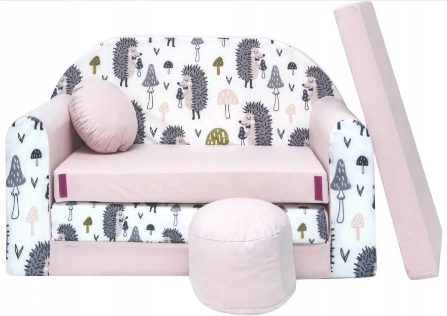 Canapea roz pentru copii 98 x 170 cm Arici