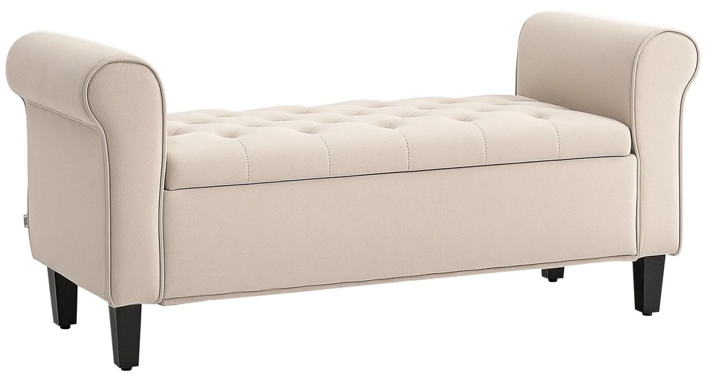 HOMCOM Bancă de Depozitare din Țesătură tip Catifea cu Spațiu Ascuns, Bej | Aosom Romania