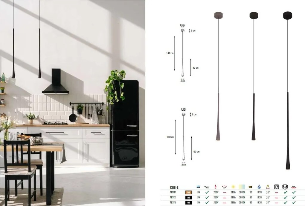 Pendul LED design modern minimalist 3cm COFFEE Small