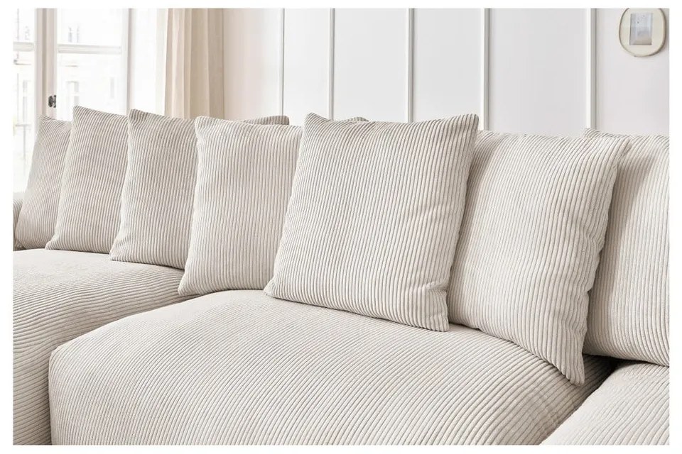 Colțar crem cu tapițerie din catifea reiată Voltaire – Bobochic Paris