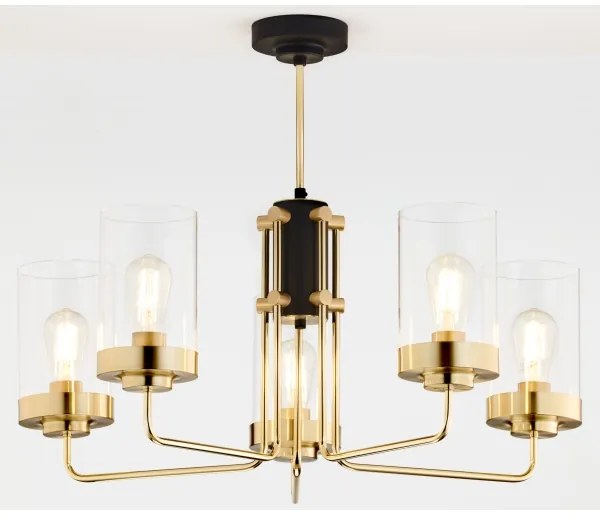Jupiter 2088 - Lustră pe tijă RAMIREZ 5xE27/15W/230V auriu/negru
