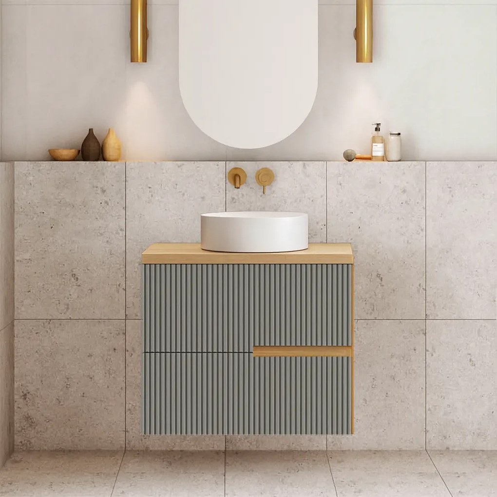 Mobilier pentru lavoar pe blat, finisaj riflat, 60 cm, verde Fluminia Malta 60 cm