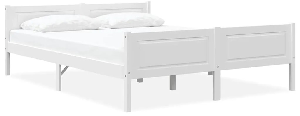 vidaXL Cadru de pat, alb, 160x200 cm, lemn de pin masiv