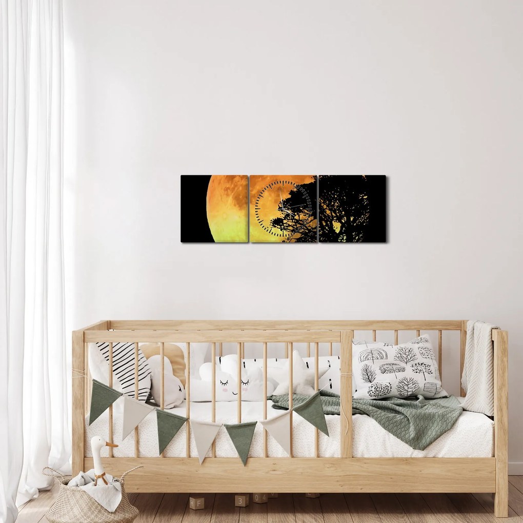 Tablou cu umbre în lumina lunii (cu ceas) (90x30 cm)