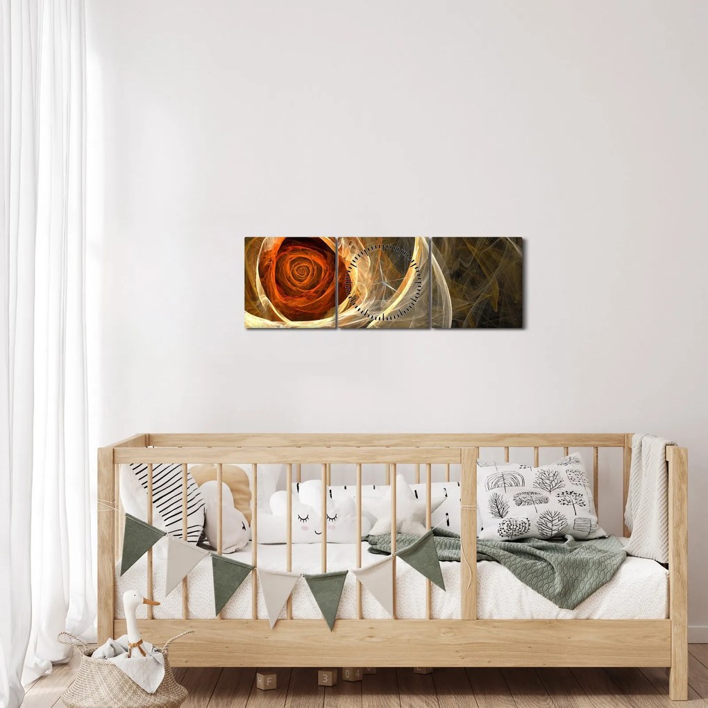 Tablou - Trandafiri abstracți în culori aprinse (cu ceas) (90x30 cm)