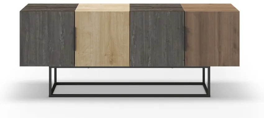 Masă TV maro/în culoare naturală cu aspect de lemn de stejar 140x55 cm Titan – Marckeric