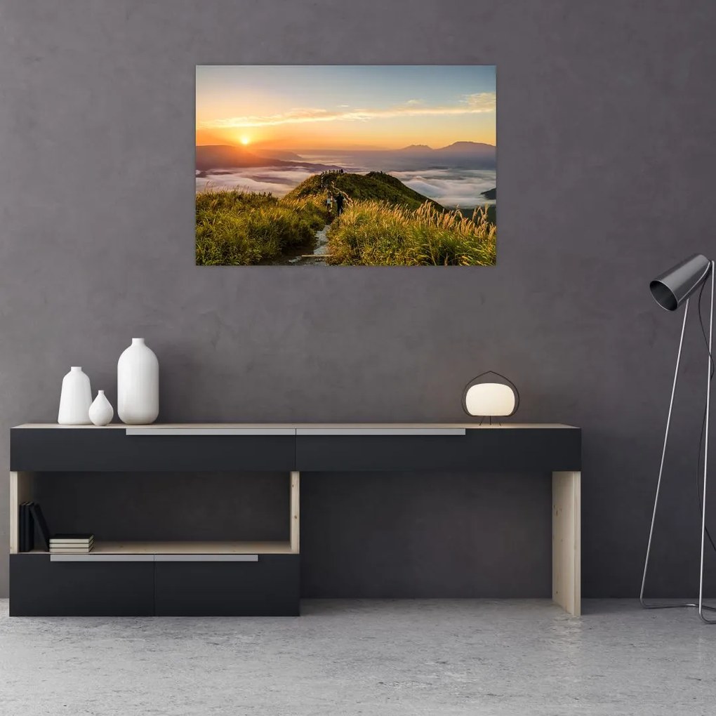 Tablou cu munți în apus de soare (90x60 cm)