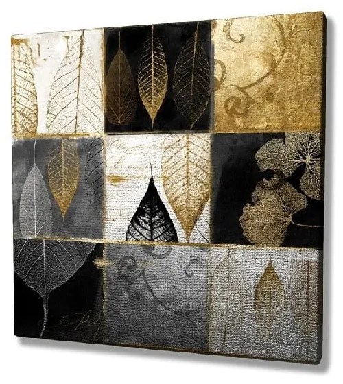 Tablou pe pânză Golden Leaves, 45 x 45 cm