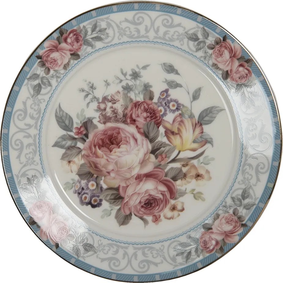Farfurie din portelan, cu motive florale, Ø 21 cm, Roses
