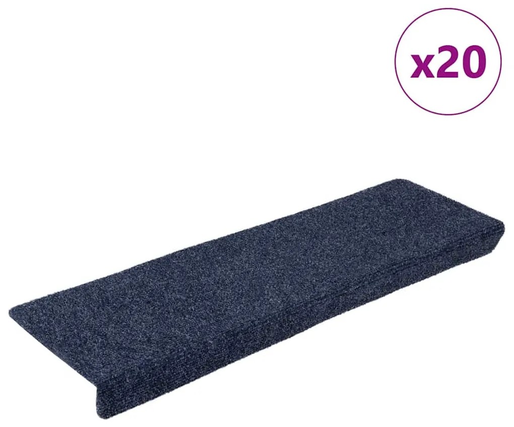 vidaXL Covorașe autoadezive pentru scări, 20 buc., 65x21x4 cm, antracit, cu margine dreptunghiulară