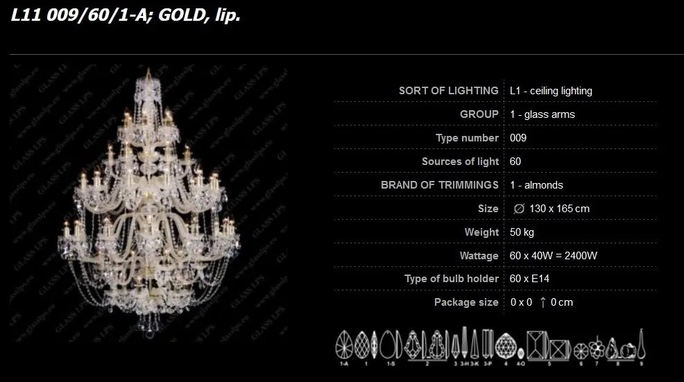 Lustra 60 brate cristal Bohemia L11 009/60/1-A