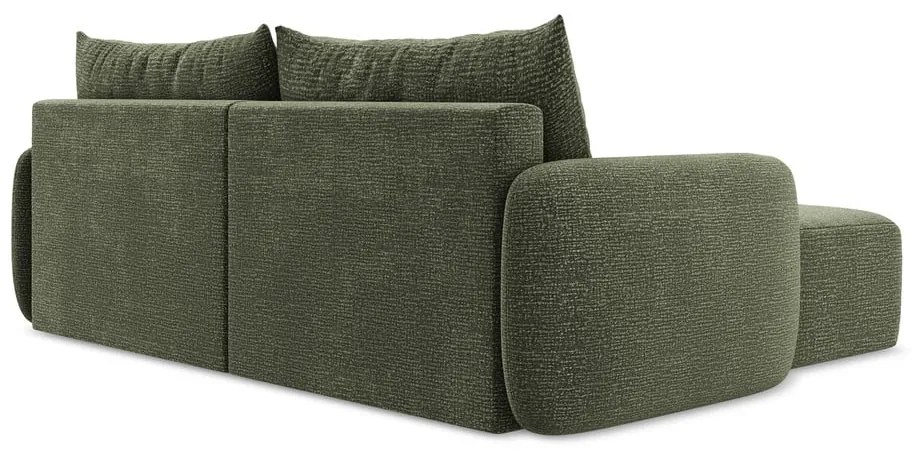 Colțar verde extensibil/cu spațiu de depozitare (cu colț pe partea stângă) Kalena – Makamii