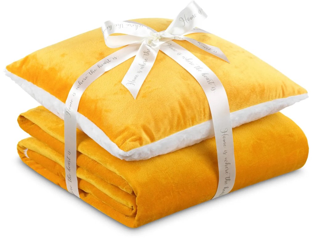 Set perna si patura Warm Hug 200x200 cm auriu