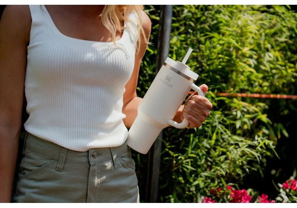 Termos roz deschis cu pai din oțel inoxidabil 1,18 l Quencher H2.0 FlowState Tumbler Rose Quartz – Stanley