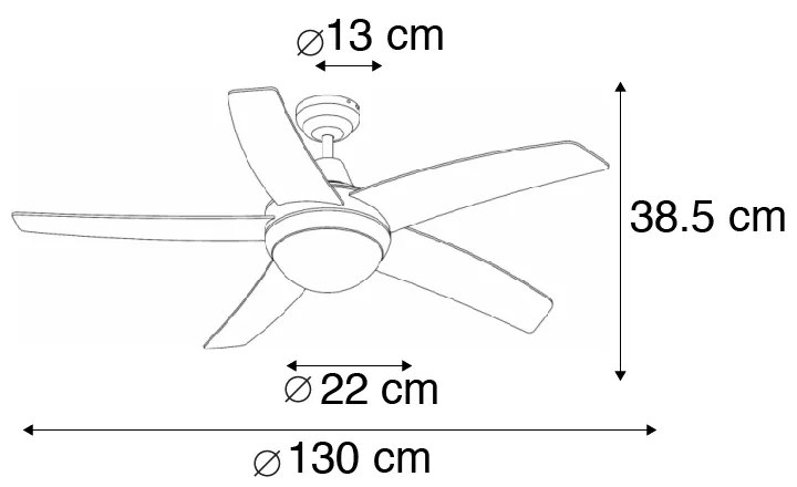 Ventilator de tavan negru cu imprimeu lemn 132cm cu telecomandă - Cool