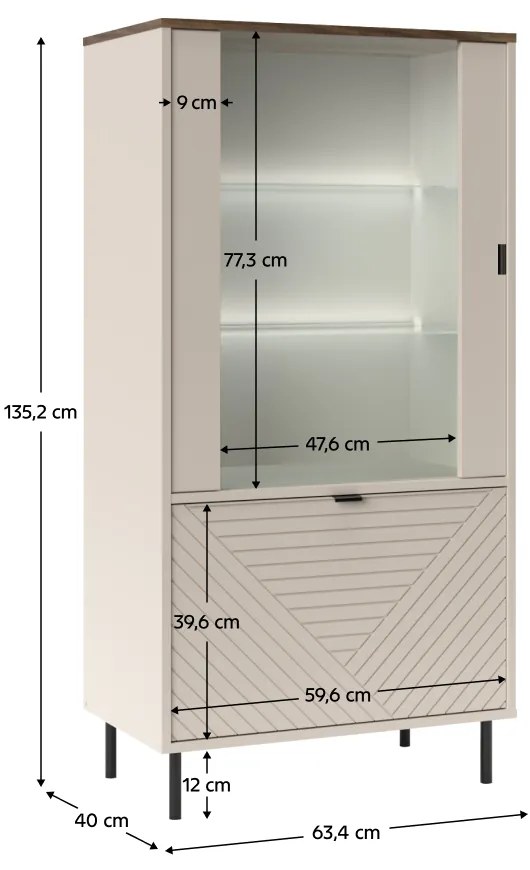 Dulap EYCO 1D1W, cașmir/stejar castello