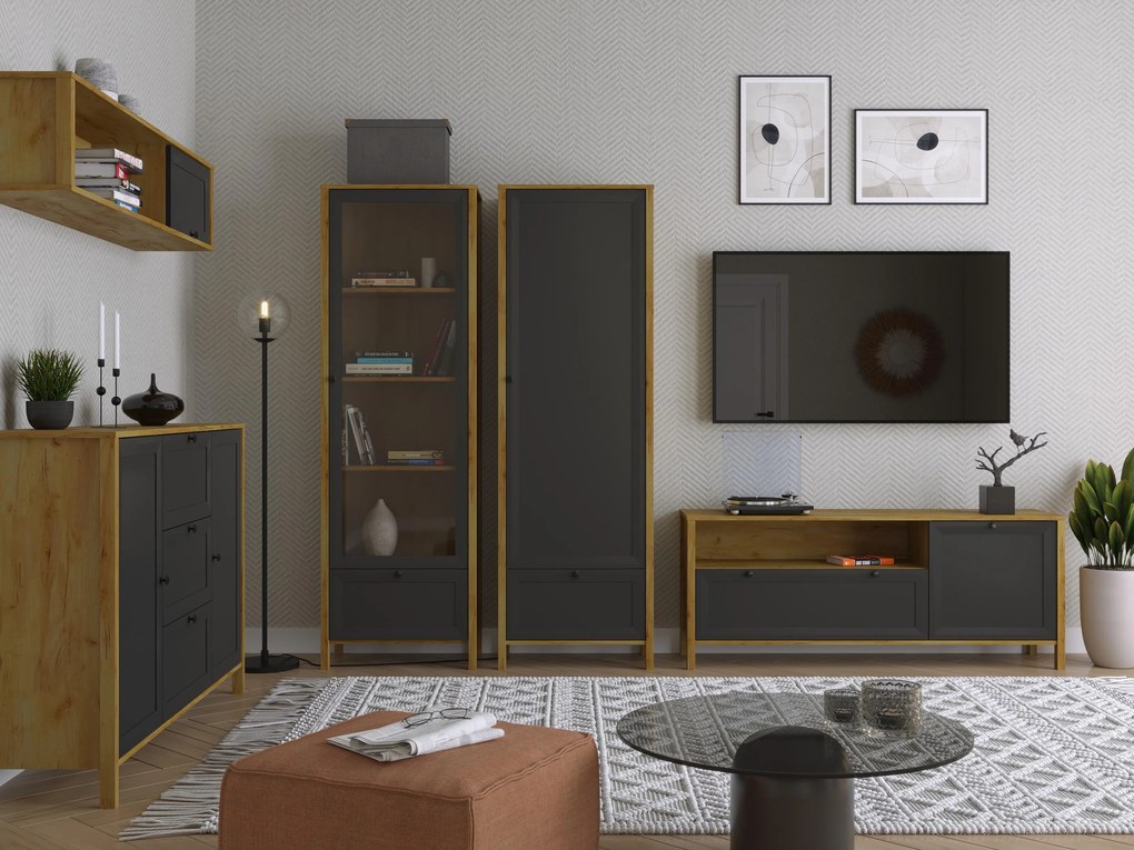 Comodă Bruselas 1 (stejar craft auriu + negru) . 1116781