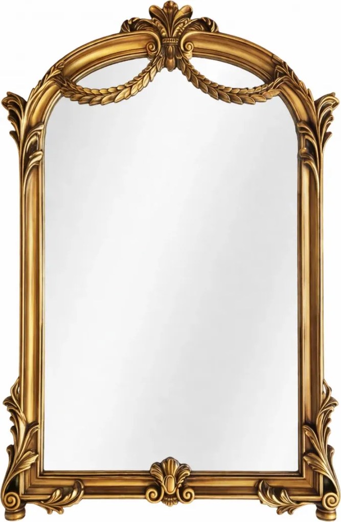 Oglindă decorativă de perete, ramă aurie antichizată, 60x90 cm