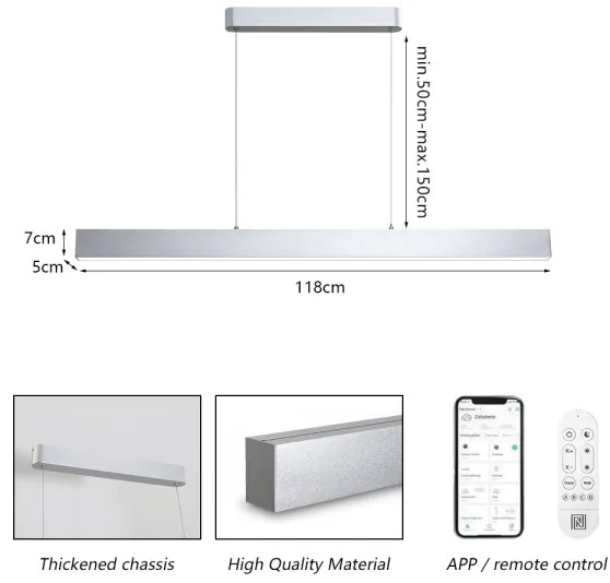 Brilagi-LED Setabilit lustră SLEEKLINE SMART LED/40W/230V Wi-Fi Tuya argintiu+DO