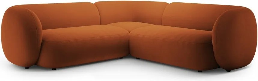 Colțar teracotă cu tapițerie din catifea Kate – Micadoni