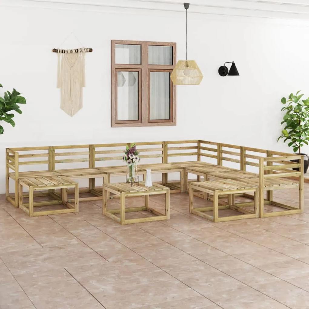 3065315 vidaXL Set mobilier de grădină, 11 piese, lemn de pin verde tratat