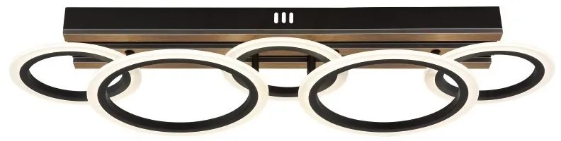 Plafoniera LED CCT BLEVINS riflaj MDF cu efect de lemn