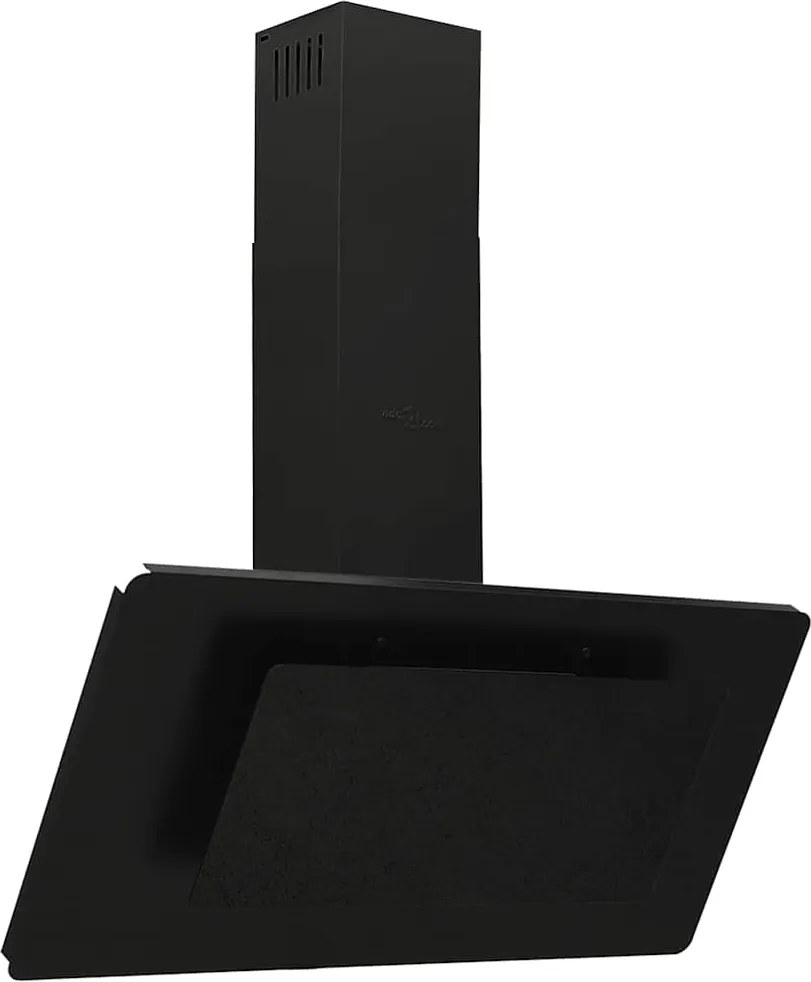 vidaXL Hotă de perete negru 90 cm oțel inoxidabil și sticlă securizată