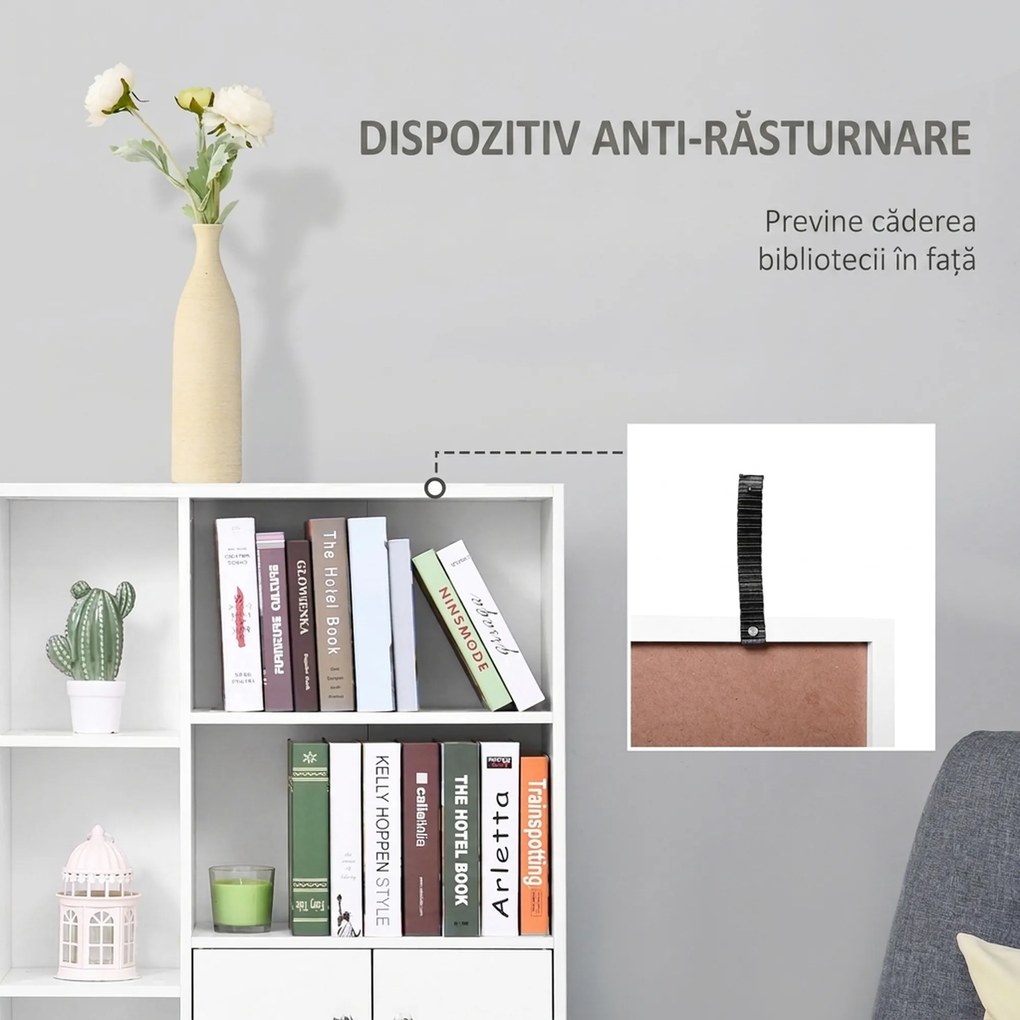 Biblioteca cu Picioare din Lemn din Pin Alb 80 x 23.5 x 118cm HOMCOM | Aosom Romania