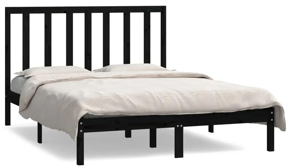 3106622 vidaXL Cadru de pat, negru, 140x190 cm, lemn masiv de pin