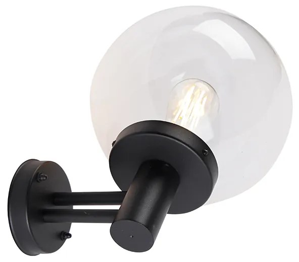 Lampă de perete de exterior neagră cu sferă din plastic IP44 oțel inoxidabil - Sfera