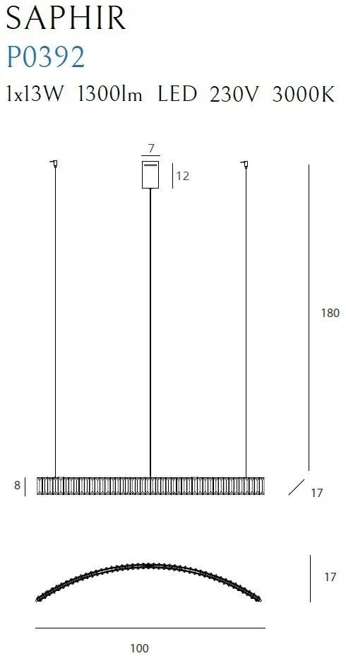 Lustra LED design avangardist, cristal K9, SAPHIR P0392 MX