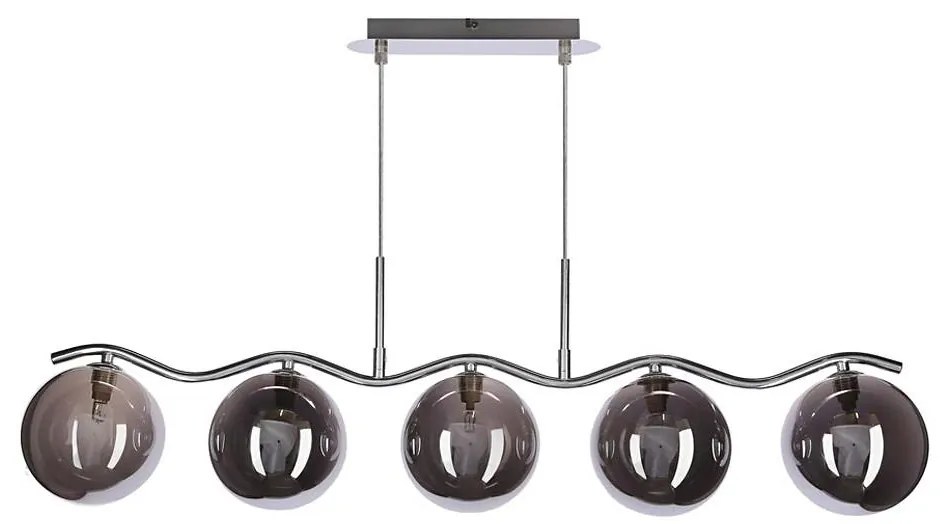 Candelabru suspendat pe cablu LUMOS 5xG9/20W/230V, negru fumuriu