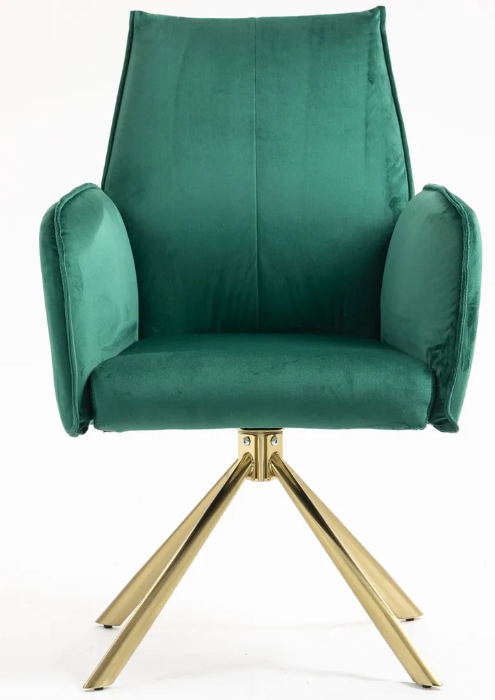 HR280 BAZĂ STEA Scaun Verde din Catifea cu Bază Aurie