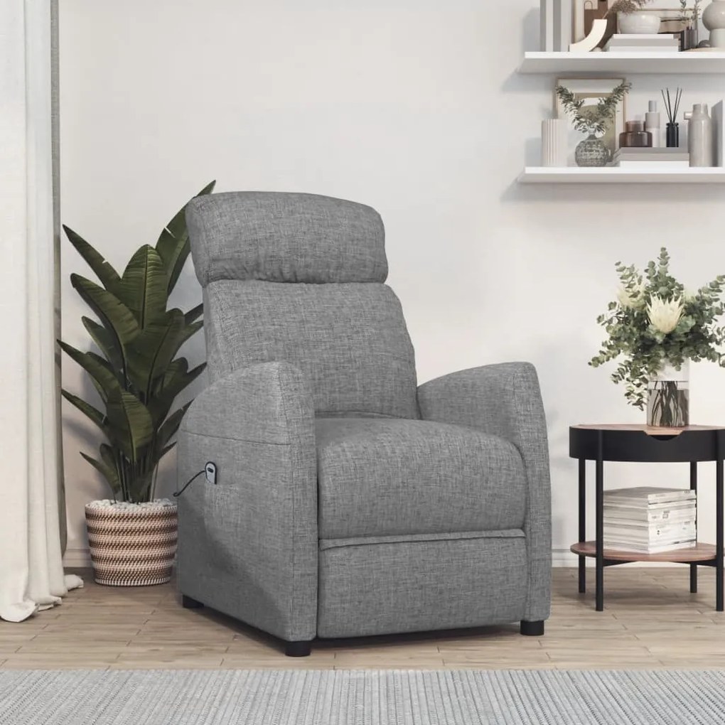 3073636 vidaXL Fotoliu rabatabil electric, gri deschis, textil