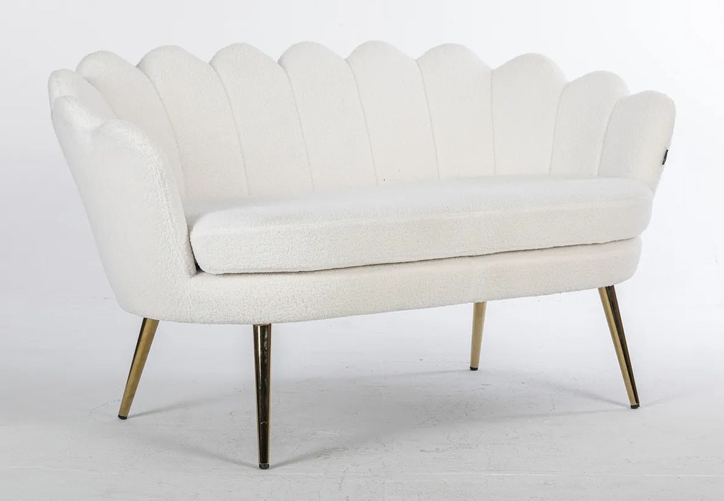 FREY Alb din Boucle cu Spătar cu Picioare Aurii