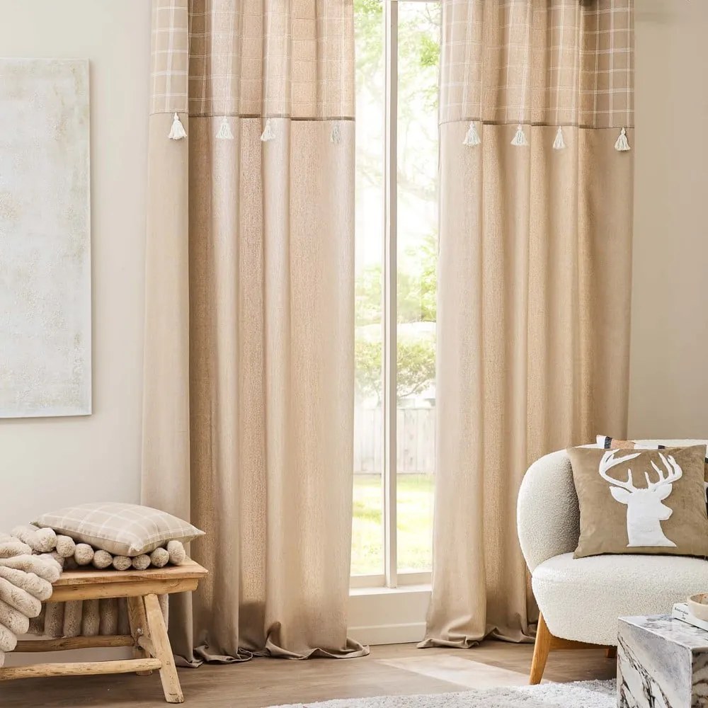 Draperie maro din amestec de bumbac 140x240 cm Everest – douceur d'intérieur